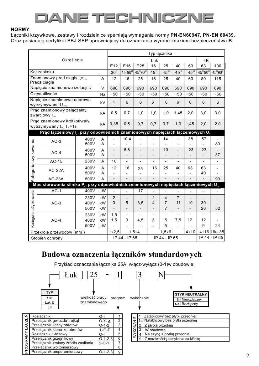 Wyłącznik krzywkowy 0-1 (zero jeden) 100A IP65 bez obudowy 910700 ELEKTROMET-2