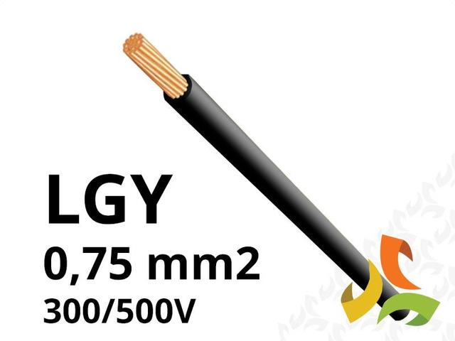 Przewód LGY 0,75 mm2 czarny (300/500V) jednożyłowy linka H05V-K (krążki 100m) 13001021 NKT