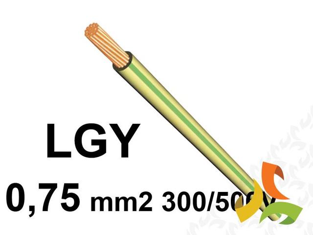 Przewód LGY 0,75 mm2 zielono-żółty (300/500V) jednożyłowy linka H05V-K (krązki 100m) 5907702813554 ELEKTROKABEL