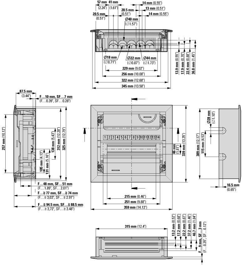 Rozdzielnica podtynkowa 12 modułowa 1x12 drzwi metal pełne superpłaska IP30 KLV-12UPS-SF 178815 EATON-3