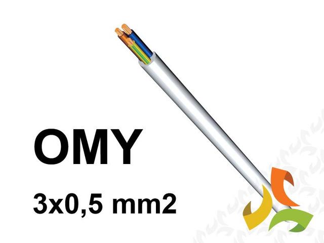 Przewód OMY 3x0,5 mm2 (300/300V) oponowy mieszkaniowy biały H03VV-F (krązki 100m) 5907702810805 ELEKTROKABEL