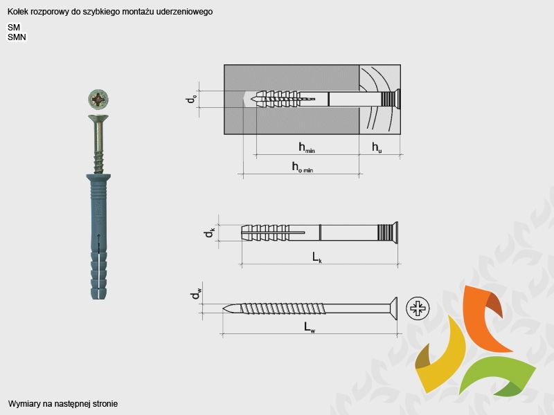 SM 6x60 kołek szybkiego montażu do wbijania (200szt)