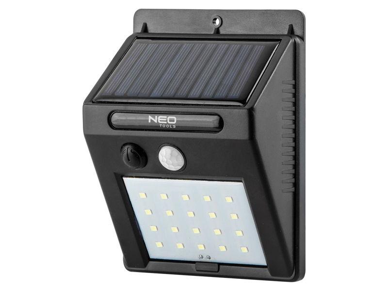 Lampa solarna ścienna 20 SMD LED 250 lm czujnik ruchu i zmierzchu 3 funkcje świecenia 99-055 NEO TOOLS