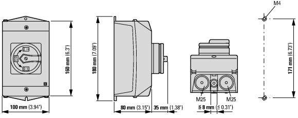 Wyłącznik krzywkowy On/Off (zero jeden) P1-32/I2/SVB 32A 15kW 207314 EATON-MOELLER-5