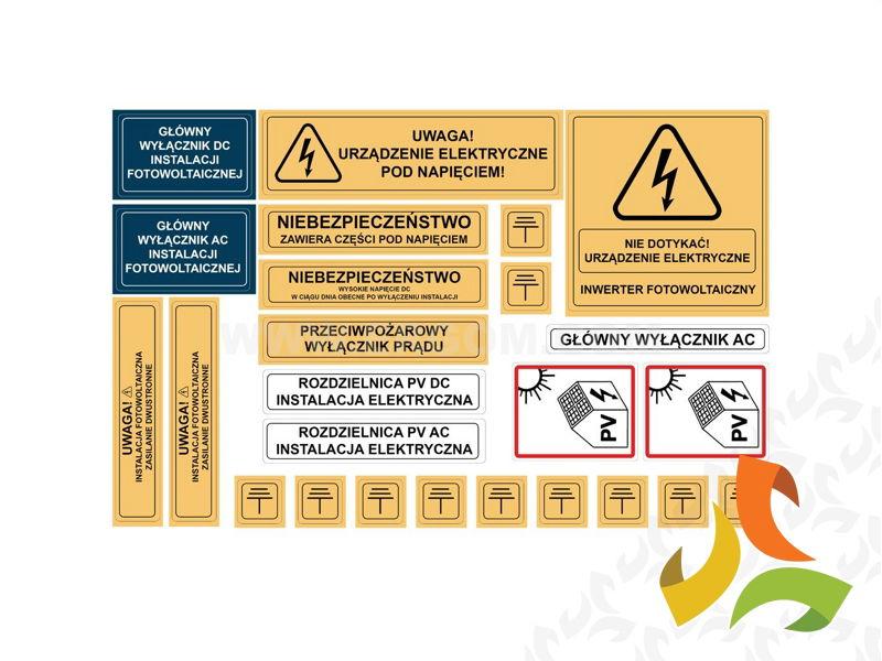 Zestaw oznaczników samoprzylepnych do fotowoltaiki TZ PV Z1  E04TZ-05010215301 ERGOM-1