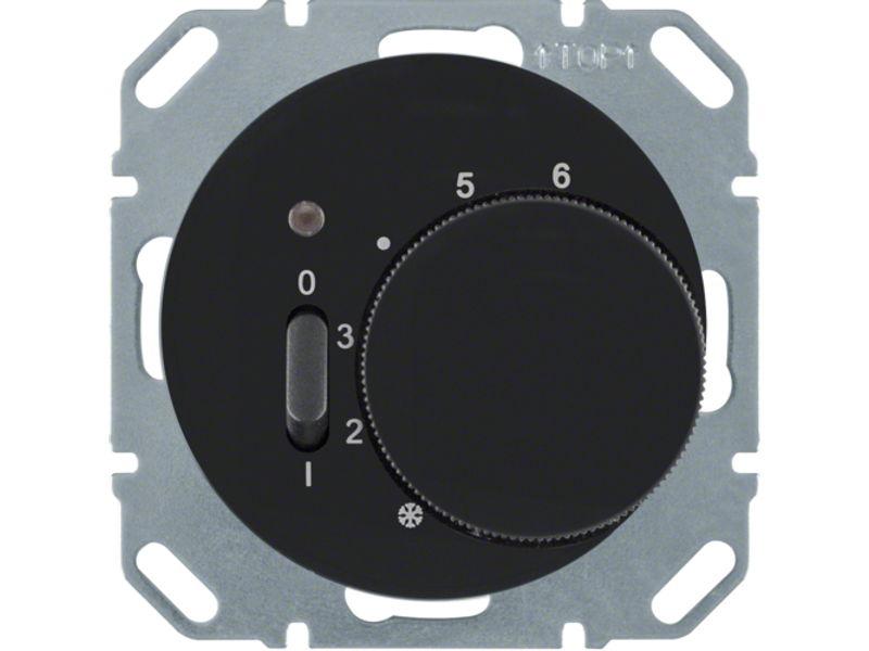 BERKER R.1/R.3 Regulator temperatury pomieszczenia ze stykiem zwiernym czarny połysk 20302045 HAGER-0