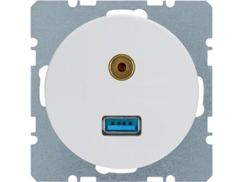 BERKER R.1/R.3 Gniazdo USB/3.5 mm audio biały 3315392089 HAGER-0