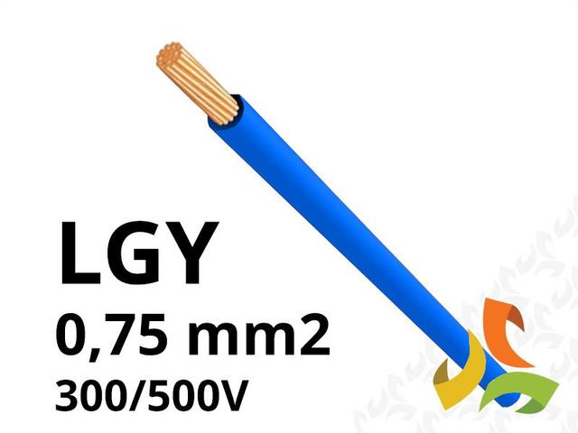 Przewód LGY 0,75 mm2 niebieski (300/500V) jednożyłowy linka H05V-K (krążki 100m) 5907702816593 ELEKTROKABEL