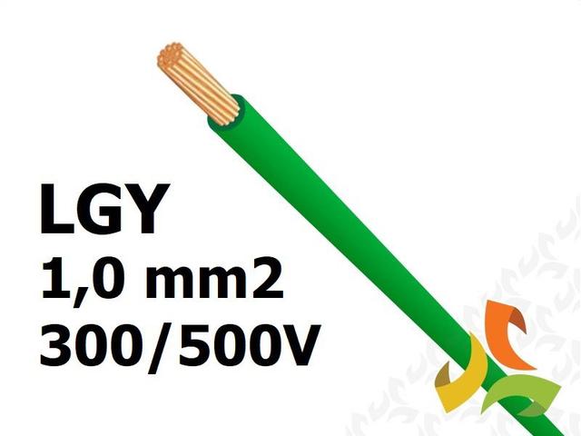 Przewód LGY 1,0 mm2 zielony (300/500V) jednożyłowy linka H05V-K (krążki 100m) 5907702813592 ELEKTROKABEL