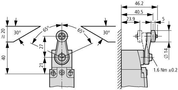 Dźwignia obrotowa, głowica napędowa LS-XRL,z rolką, 266126 EATON-MOELLER-1