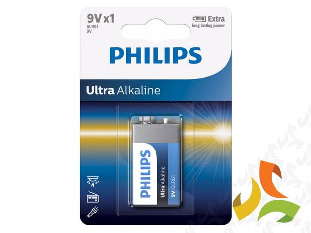 Bateria 9V 6LR61 ULTRA ALKALINE 6LR61E1B/10 PHILIPS