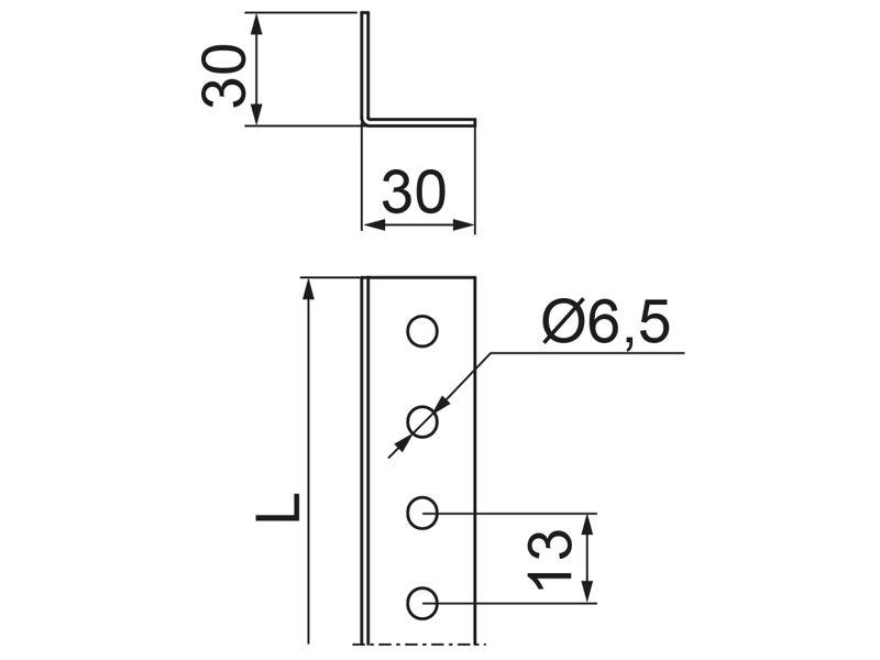 Kątownik KTC30H30/3 grubość blachy 2,0mm 621230 BAKS-1