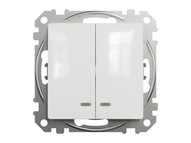 SEDNA DESIGN & ELEMENTS Wyłącznik podwójny świecznikowy z podświetleniem biały SDD111105L SCHNEIDER ELECTRIC