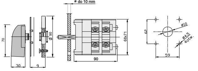 Wyłącznik krzywkowy 0-1 (zero jeden) 100A IP65 bez obudowy 910700 ELEKTROMET-0