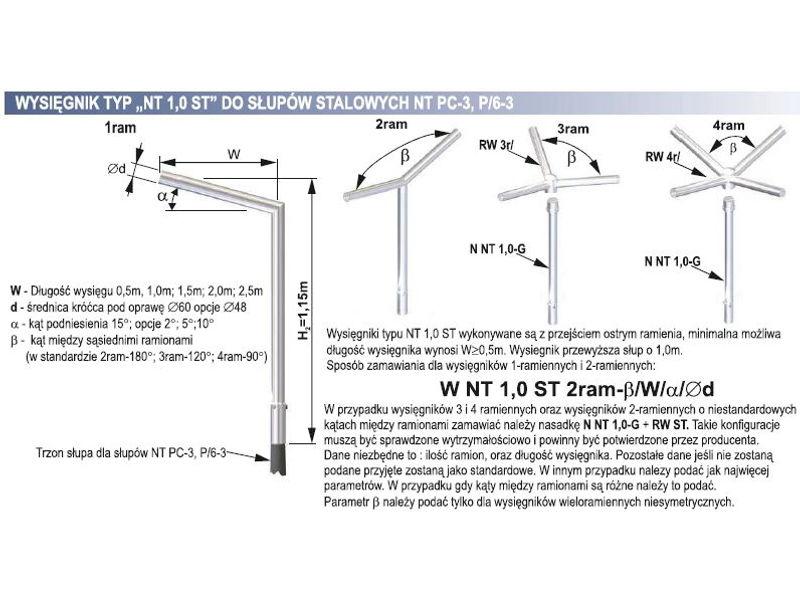 Wysięgnik jednoramienny W NT 1,0 ST 1r/1,0m/15st/Fi60 do słupów stalowych 3.01.003.99100.21551 ELEKTROMONTAŻ RZESZÓW-1