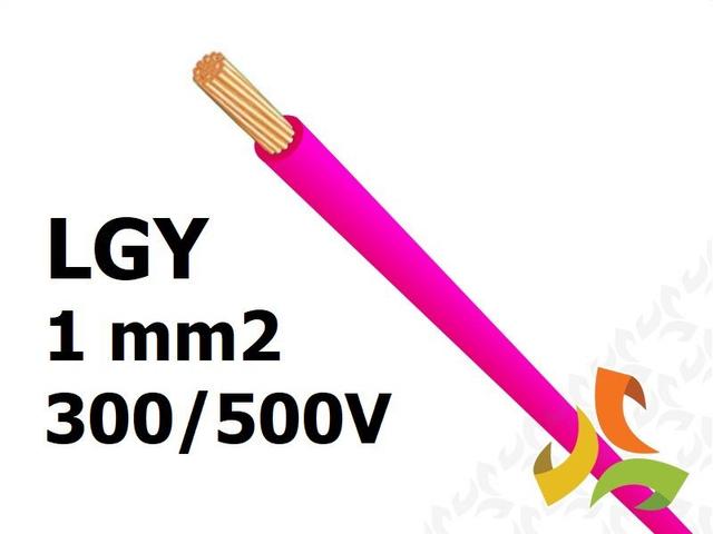 Przewód LGY 1,0 mm2 różowy (300/500V) jednożyłowy linka H05V-K (krążki 100m) 29122 HELUKABEL