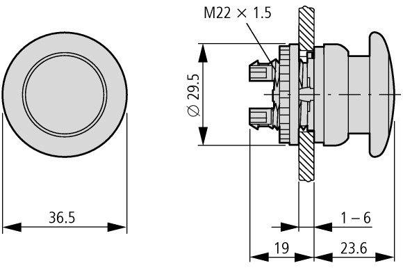 Przycisk grzybkowy M22-DP-G-X1,zielony,z opisem, 216722 EATON-MOELLER-1