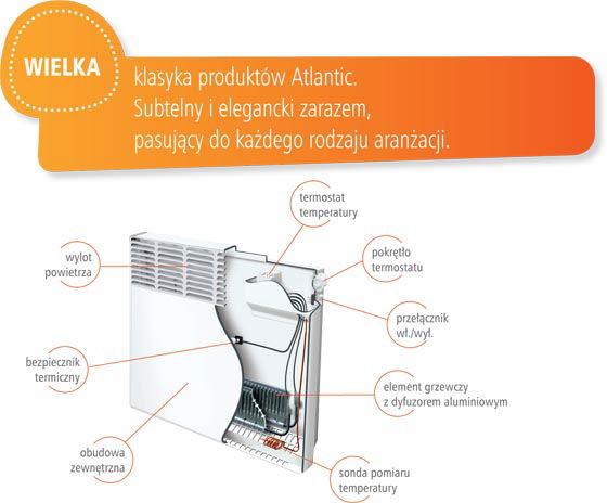 Grzejnik elektryczny 1000W ATLANTIC F17 z termostatem-1