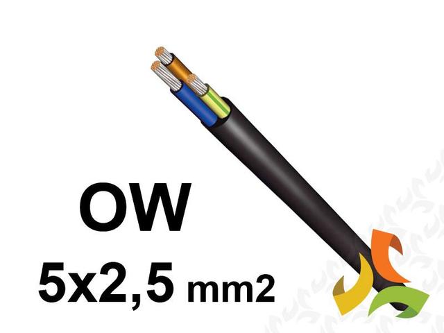 Przewód OW 5x2,5 mm2 (300/500V) gumowy warsztatowy H05RR-F (krążki 100m) 5907702812779 ELEKTROKABEL