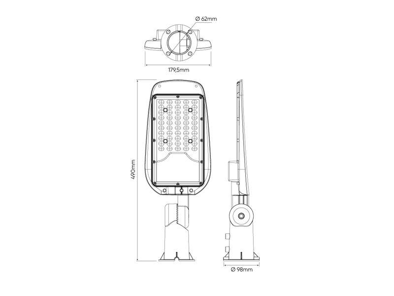 Oprawa lampa uliczna LED LITE 50W 4000K 100lm/W IP65 latarnia STREETLITE szara 201064 LED LINE-1