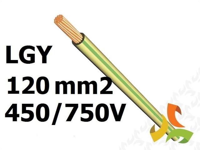 Przewód LGY 120 mm2 żółto-zielony (450/750V) jednożyłowy linka H07V-K (krążki 100m) PC0202130 EKSA