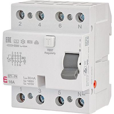 Wyłącznik różnicowoprądowy 4P 40A 30mA typ AC EFI6-P4 AC 40/0.03 002061652 ETI