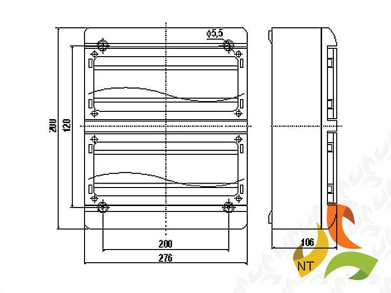 Rozdzielnica natynkowa 26 modułowa 2x13M drzwi transparentne IP40 NT26 6664-126 TAREL-3