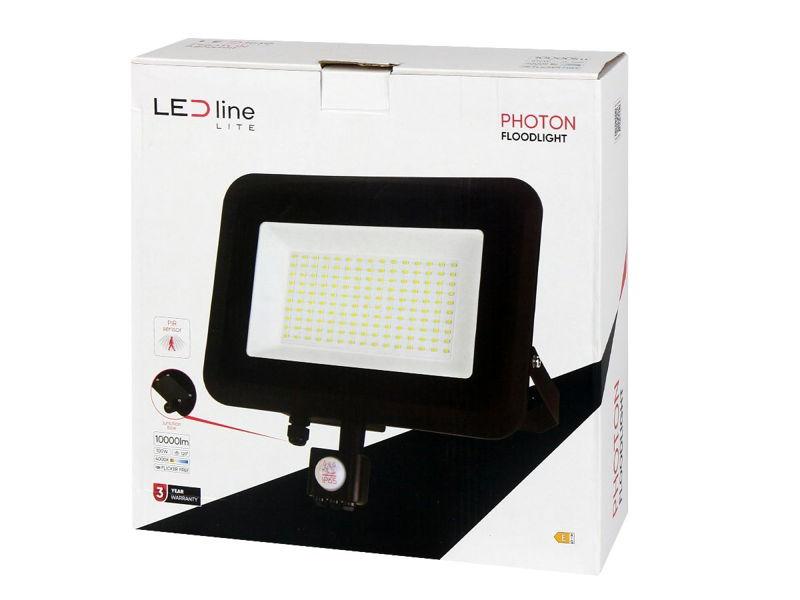 Naświetlacz LED LITE PHOTON z czujnikiem ruchu 100W 10000lm 100lm/W 4000K czarny 203747 LED LINE-2