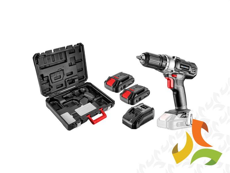 Wiertarko-wkrętarka akumulatorowa ENERGY+ 18V Li-Ion uchwyt 13 mm 2x2Ah ładowarka walizka 58G006-SET2 GRAPHITE-0