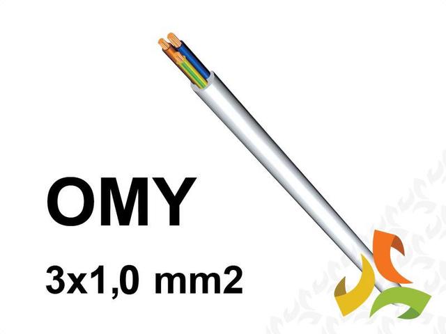 Przewód OMY 3x1,0 mm2 (300/300V) oponowy mieszkaniowy biały H03VV-F (krążki 100m) 5907702810829 ELEKTROKABEL