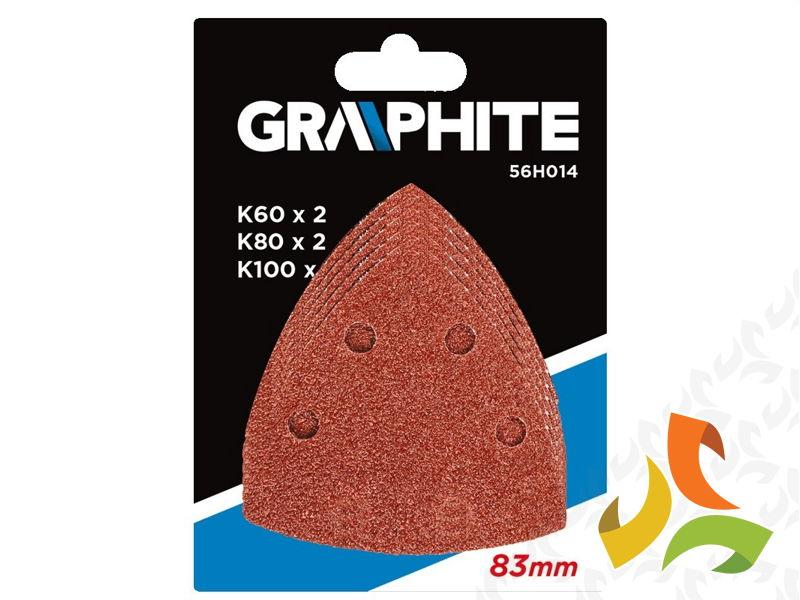 Papiery szlifierskie z rzepem 83x83x83mm 5 szt. (K60x2,K80x2,K100x1) 56H014 GRAPHITE-1