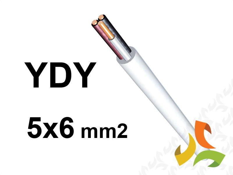 Przewód YDYżo 5x6 mm2 (450/750V) instalacyjny okrągły biały NYM-J (bębnowy) PC0407301 EKSA-0