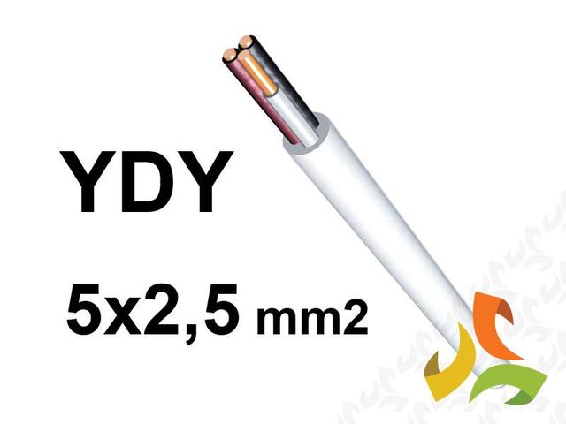 Przewód YDYżo 5x2,5 mm2 (450/750V) instalacyjny okrągły biały NYM-J (bębnowy) G-122579 TELEFONIKA