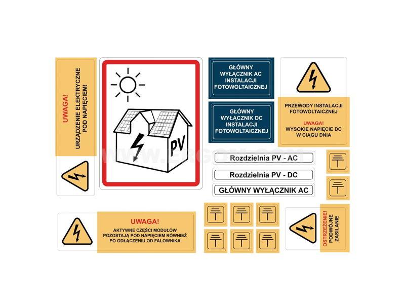 Zestaw oznaczników samoprzylepnych do fotowoltaiki TZ PV Z3 E04TZ-05010215501 ERGOM-0