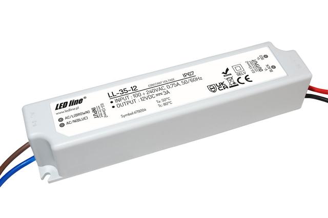 Zasilacz LED line 12V 35W 3A wodoodporny IP67 LL-35-12