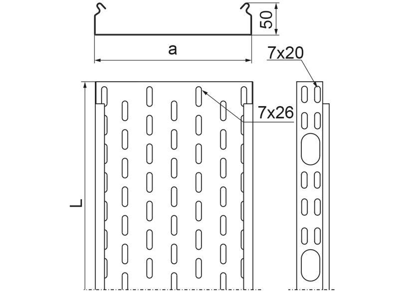 Korytko KOJ100H50/3 N grubość blachy 1,0mm 151610 BAKS-1