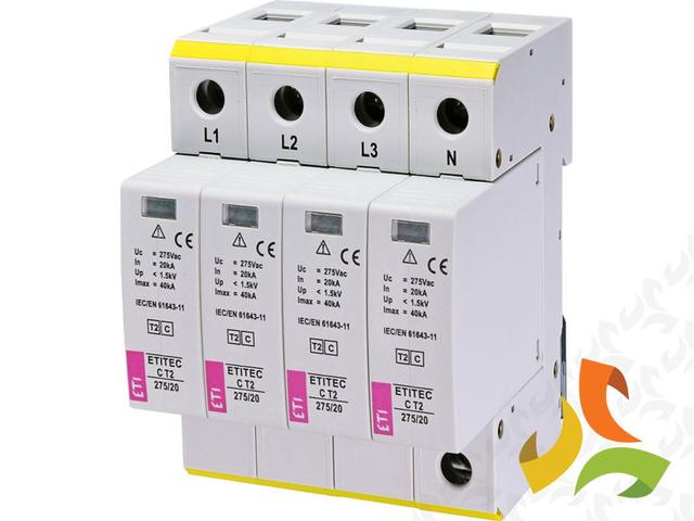 Ogranicznik przepięć Typ 2 (C) 4P 20kA 1,5kV ETITEC C T2 275/20 4+0 002440395 ETI