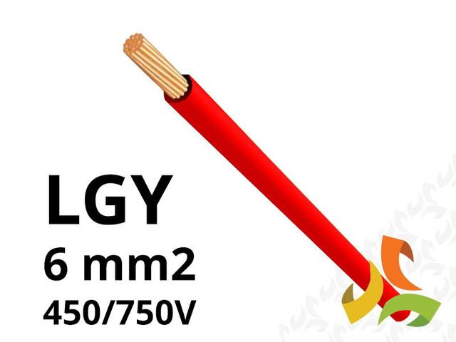 Przewód LGY 6,0 mm2 czerwony (450/750V) jednożyłowy linka H07V-K (krążki 100m) 29181 HELUKABEL