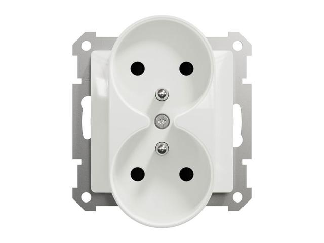 SEDNA DESIGN & ELEMENTS Gniazdo podwójne z uziemieniem z przesłonami do ramek Design białe SDD111275 SCHNEIDER ELECTRIC