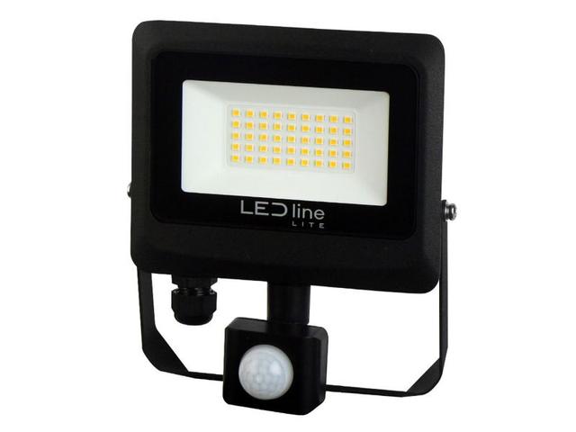 Naświetlacz LED PHOTON z czujnikiem ruchu PIR 30W 3000lm 100lm/W 4000K czarny 203532 LED LINE