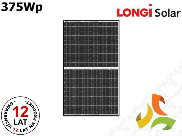 Panel fotowoltaiczny 375Wp monokrystaliczny moduł PV LR4-60HPH PERC Half-Cut rama czarna LR4-60HPH-375M LONGI