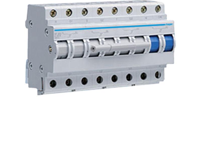 Modułowy przełącznik zasilania I-0-II (1-0-2) 3P+N 63A 400VAC SF463 HAGER