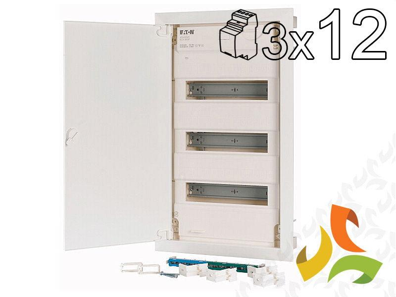 Rozdzielnica podtynkowa 36 modułowa 3x12 drzwi metal pełne IP30 KLV-36UPS-F 178818 EATON-3