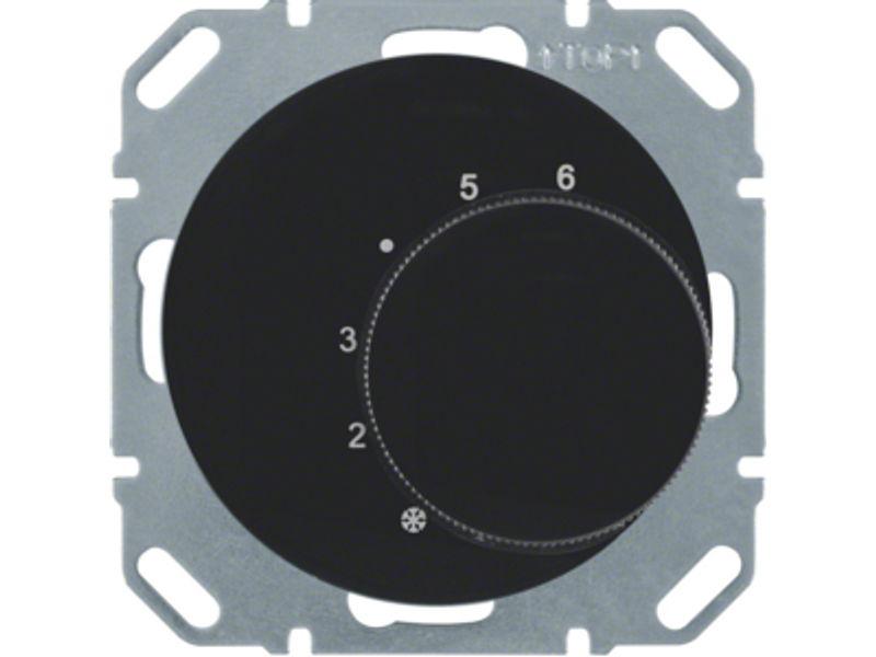 BERKER R.1/R.3 Regulator temperatury pomieszczenia ze stykiem zmiennym i elementem centralnym czarny 20262045 HAGER-0