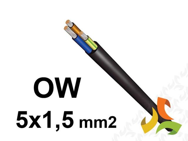 Przewód OW 5x1,5 mm2 (300/500V) gumowy warsztatowy H05RR-F (krążki 100m) 5907702812762 ELEKTROKABEL