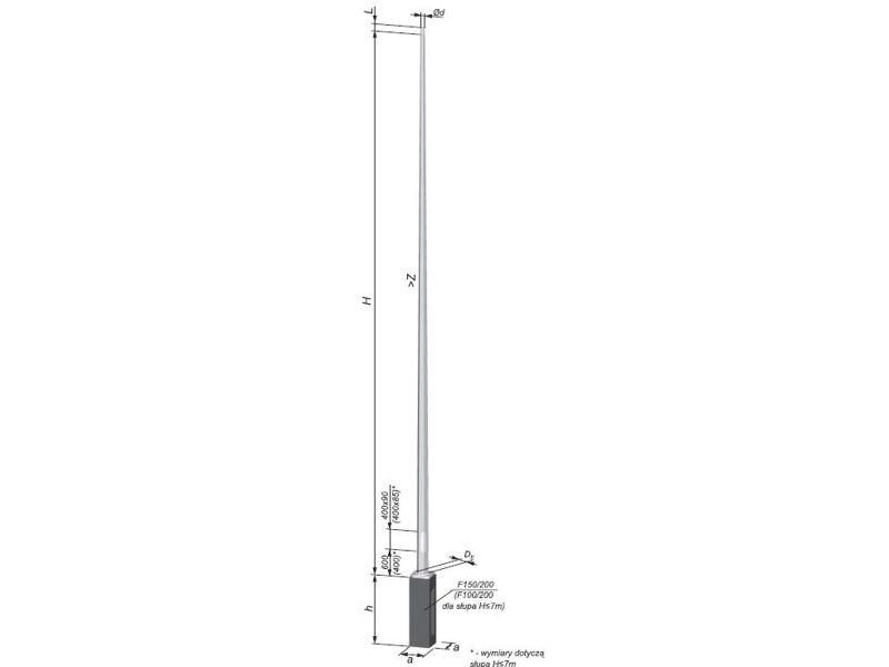 Słup 8m uliczny oświetleniowy NT S-80P/6-3 stalowy  prosty sześciokątny 3.01.001.99100.01135 ELEKTROMONTAŻ RZESZÓW