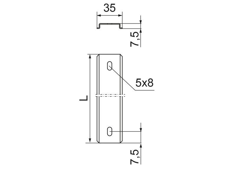 Szyna EURO SZB35H7/2 grubość blachy 1,0mm 613320 BAKS-1