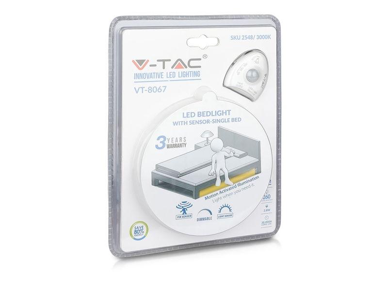 Zestaw taśma LED z czujnikiem ruchu VT-8067 30 SMD 2835 pasek 12V 3W biała ciepła 3000K 1,5m 2548 V-TAC