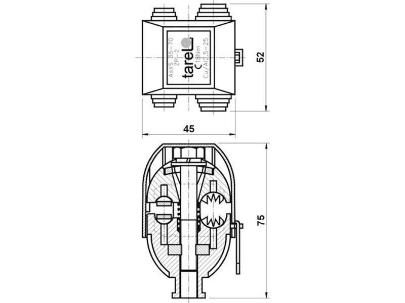 Zacisk przebijający izolację ZP-2 AsXS 35-70 mm2 Cu/AL 2,5-25 mm2 072 TAREL-0