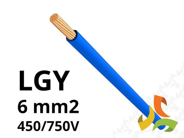 Przewód LGY 6,0 mm2 niebieski (450/750V) jednożyłowy linka H07V-K (krążki 100m) 5907702816647 ELEKTROKABEL